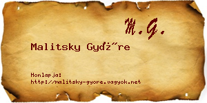 Malitsky Györe névjegykártya